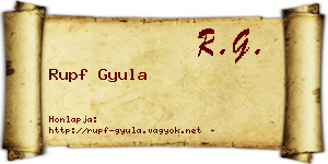 Rupf Gyula névjegykártya